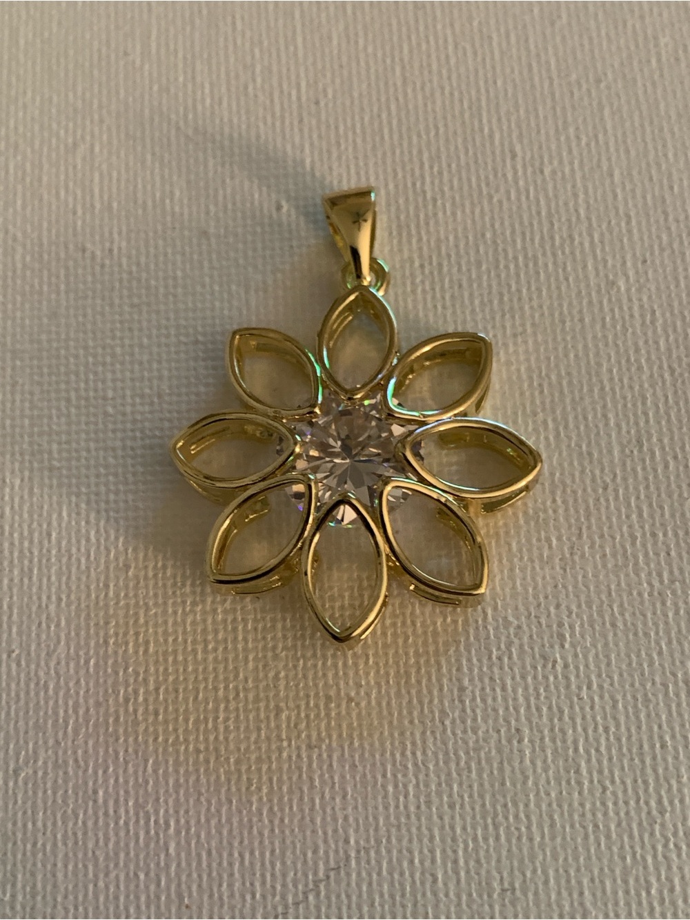 Gold Floral Crystal Pendant Necklace